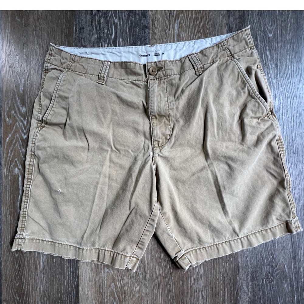 Old Navy Chino Shorts Mens 36 Tan Lived-In Straight Khaki Cotton
